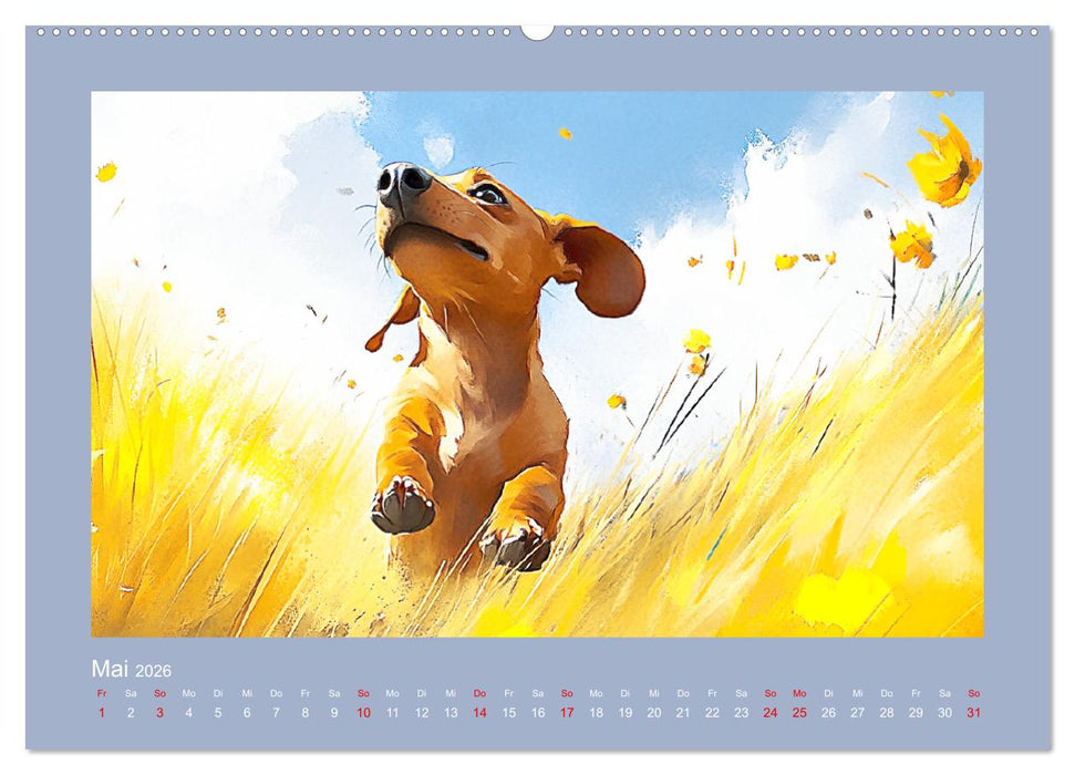 Dackelzauber. Charmante Begleiter im lieblichen Aquarell-Stil (CALVENDO Wandkalender 2026)