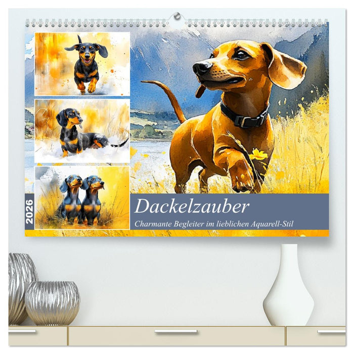 Dackelzauber. Charmante Begleiter im lieblichen Aquarell-Stil (CALVENDO Premium Wandkalender 2026)
