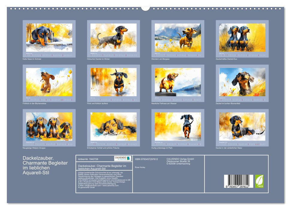 Dackelzauber. Charmante Begleiter im lieblichen Aquarell-Stil (CALVENDO Premium Wandkalender 2026)