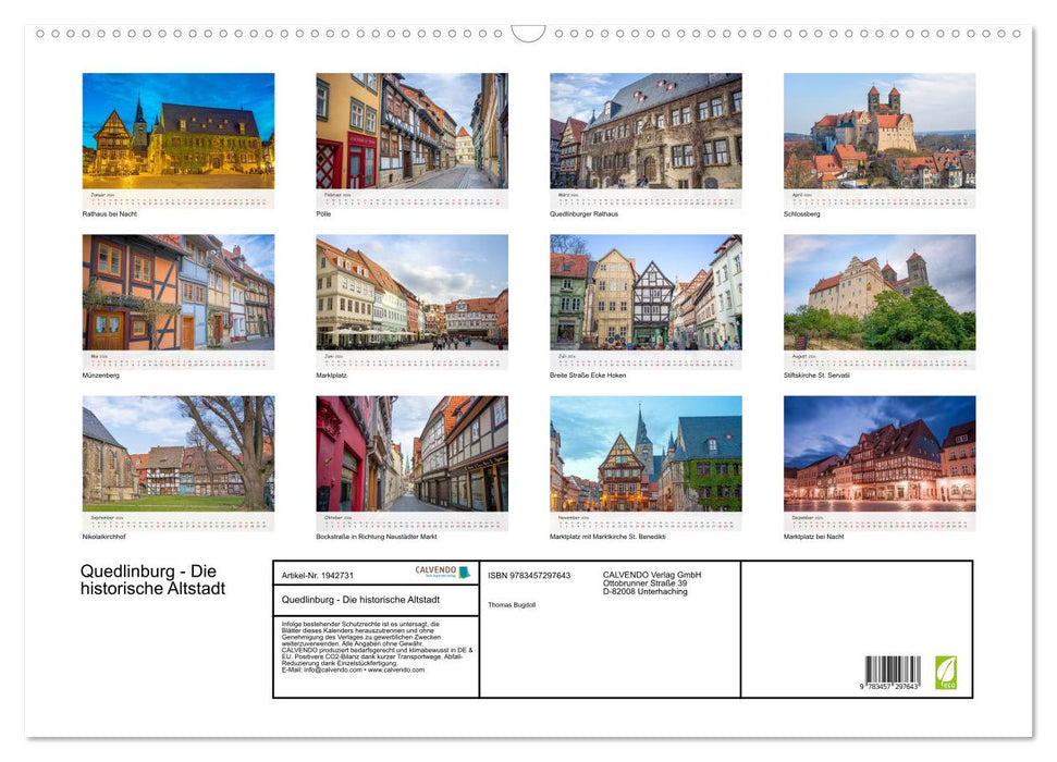 Quedlinburg - Die historische Altstadt (CALVENDO Wandkalender 2026)