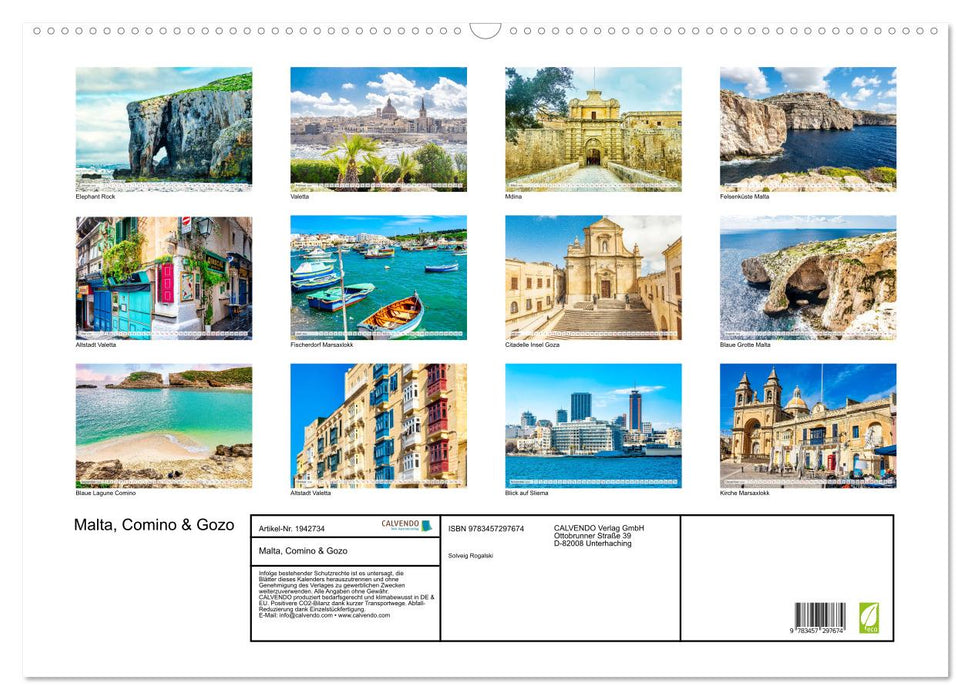 Malta, Comino & Gozo (CALVENDO Wandkalender 2026)