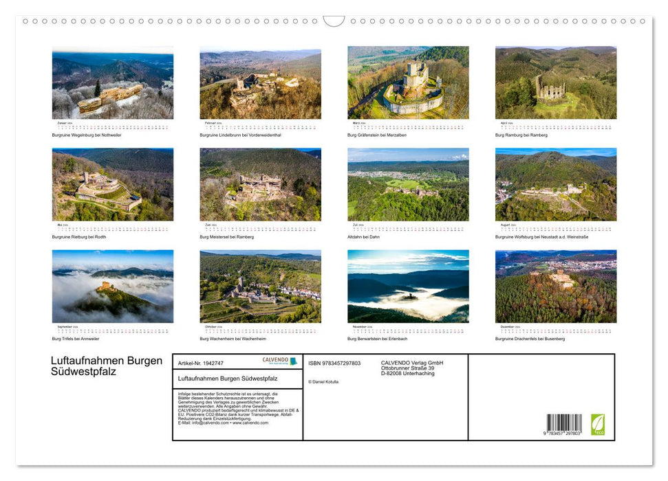Luftaufnahmen Burgen Südwestpfalz (CALVENDO Wandkalender 2026)