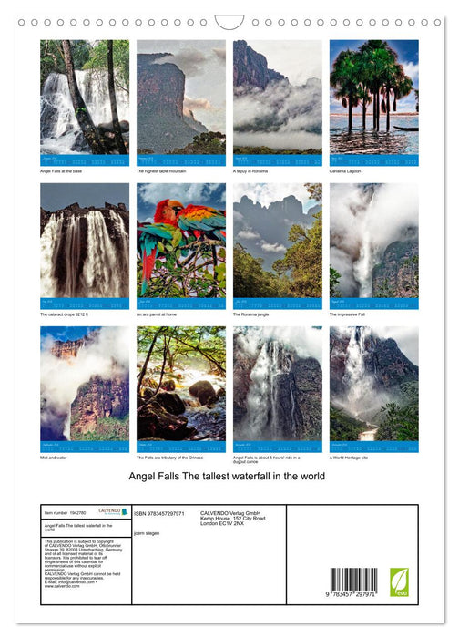 Angel Falls The tallest waterfall in the world (CALVENDO Monthly Calendar 2026)