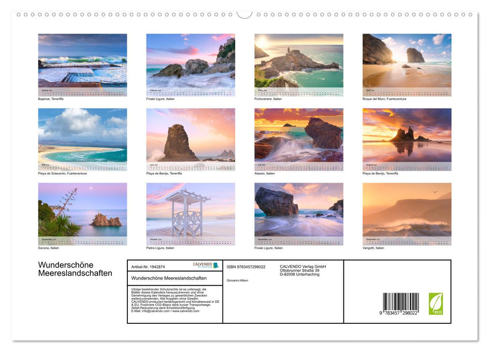 Wunderschöne Meereslandschaften (CALVENDO Premium Wandkalender 2026)