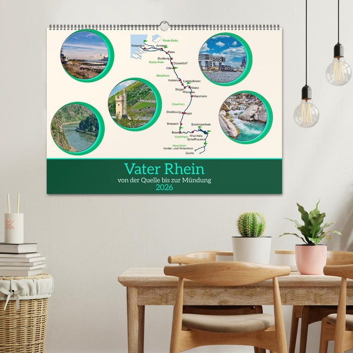 Vater Rhein von der Quelle bis zur Mündung (CALVENDO Wandkalender 2026)
