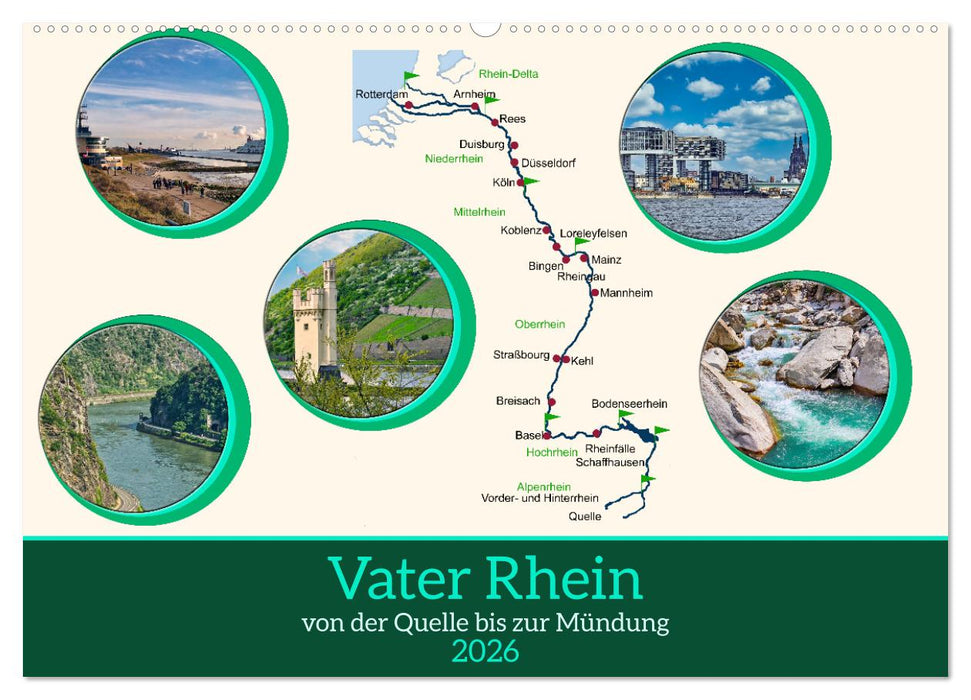 Vater Rhein von der Quelle bis zur Mündung (CALVENDO Wandkalender 2026)
