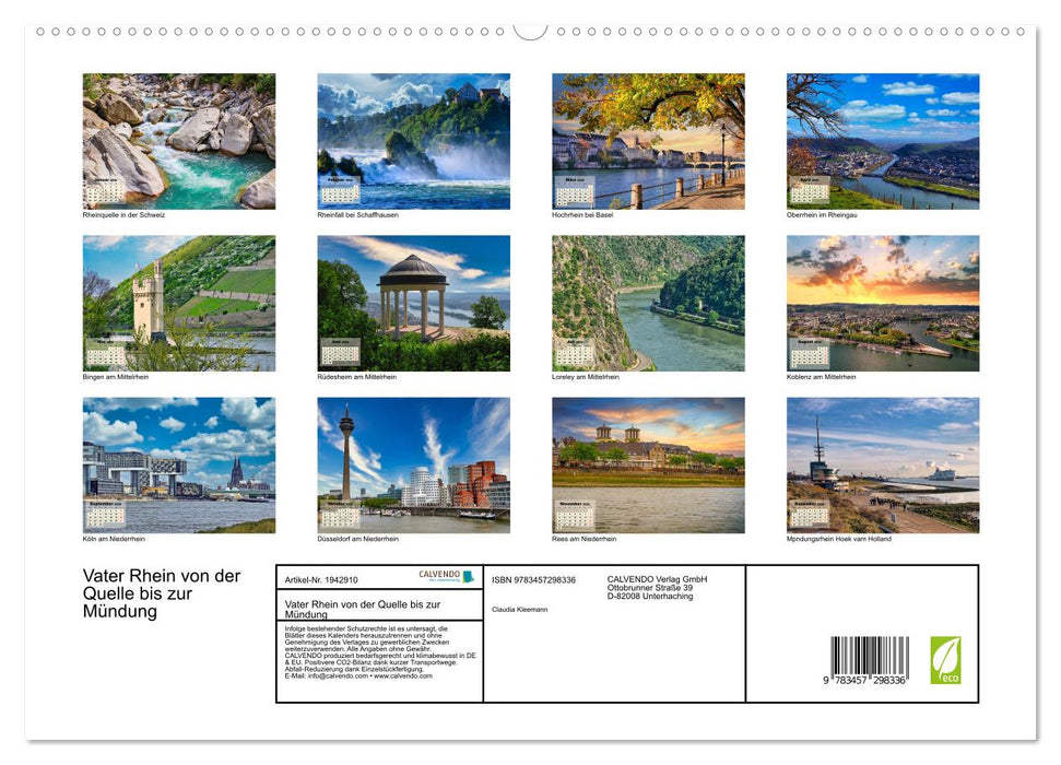 Vater Rhein von der Quelle bis zur Mündung (CALVENDO Premium Wandkalender 2026)