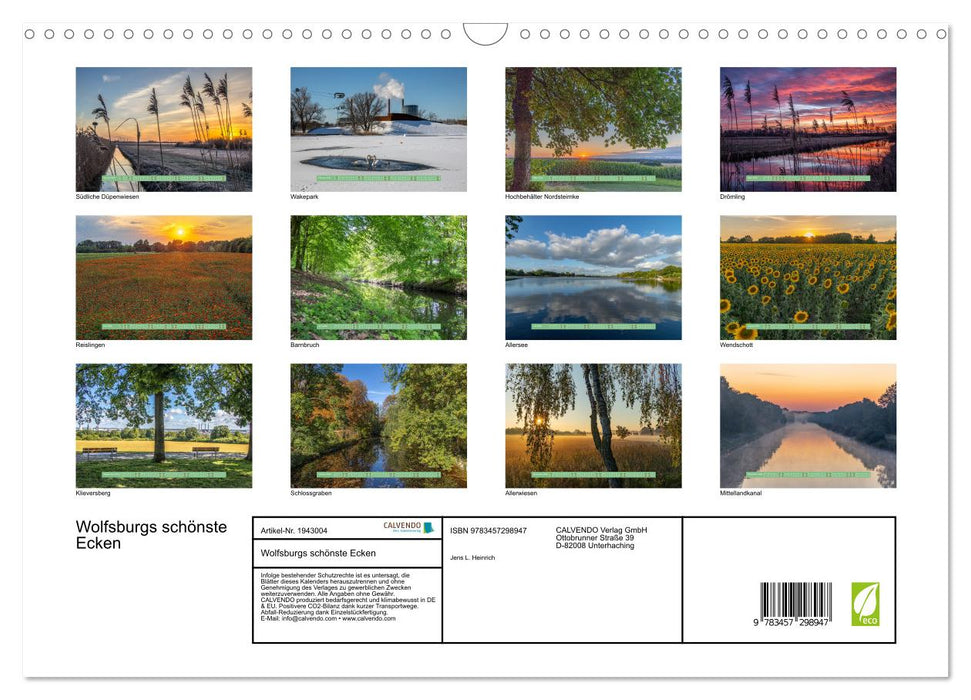 Wolfsburgs schönste Ecken (CALVENDO Wandkalender 2026)