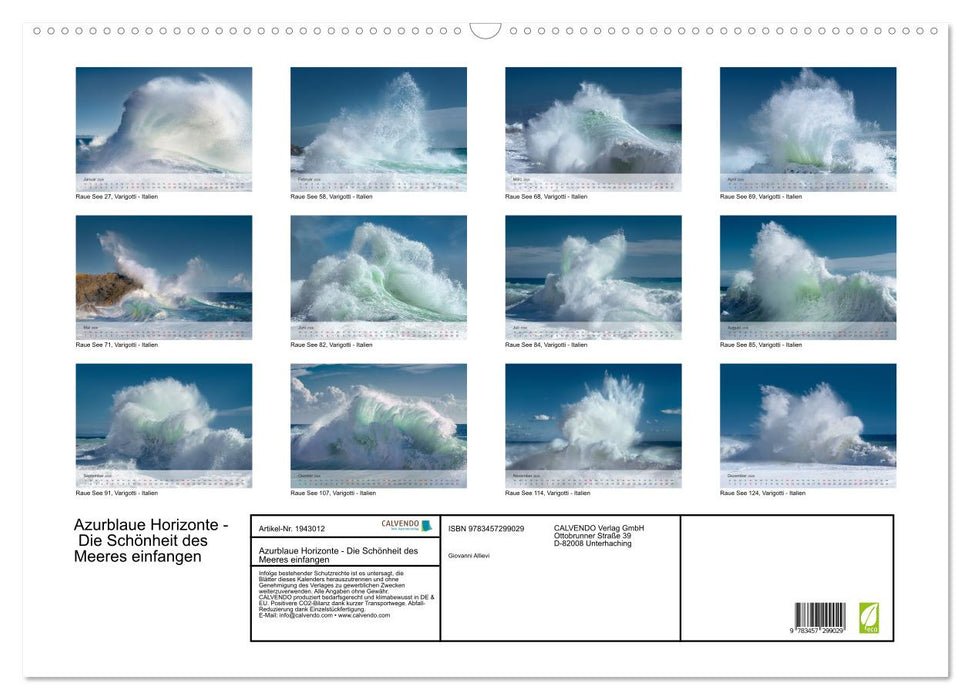 Azurblaue Horizonte - Die Schönheit des Meeres einfangen (CALVENDO Wandkalender 2026)