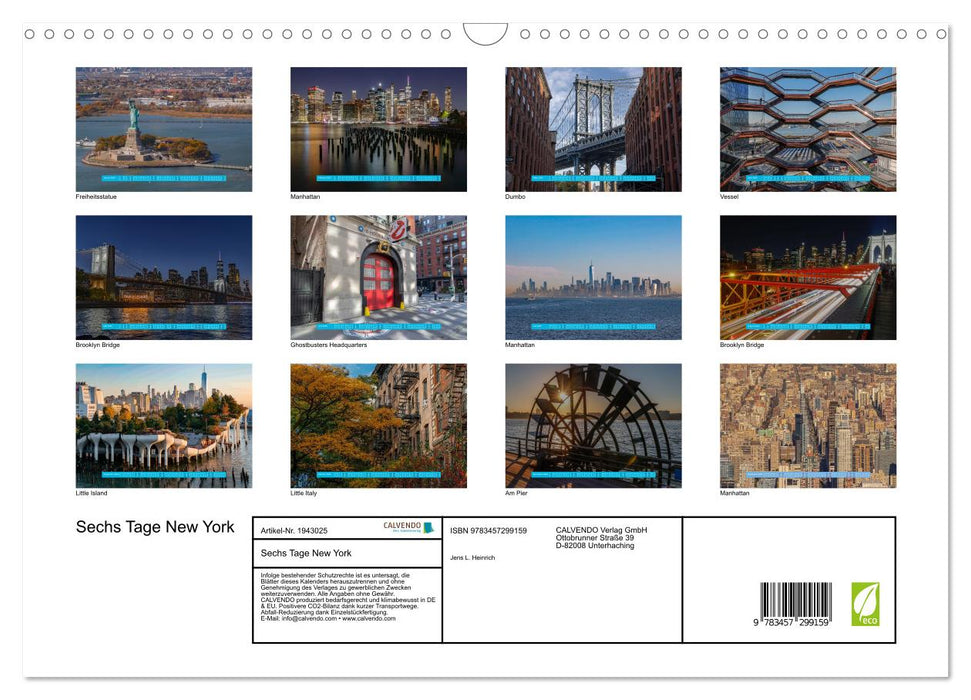 Sechs Tage New York (CALVENDO Wandkalender 2026)