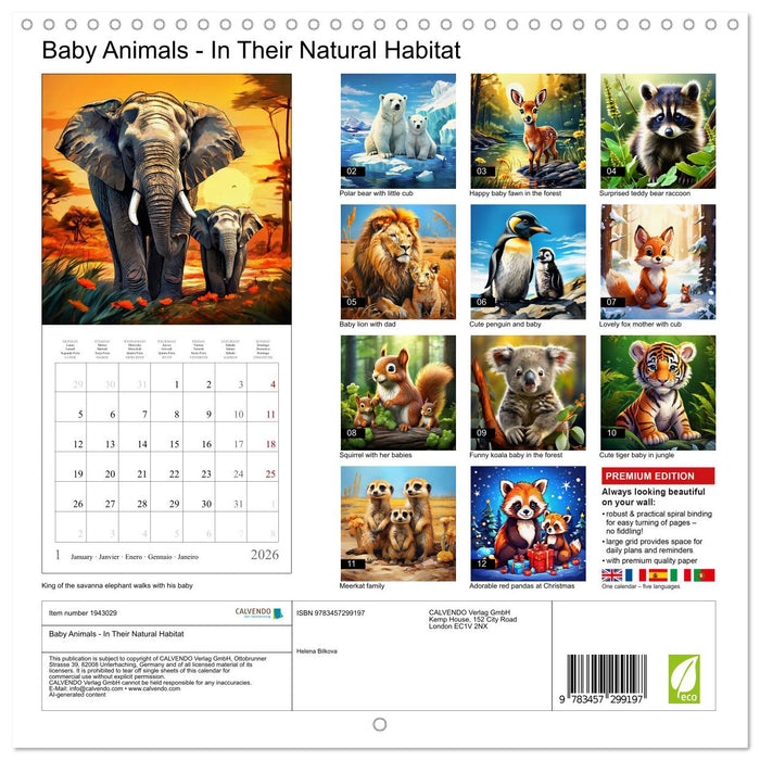 Baby Animals - In Their Natural Habitat (CALVENDO Monthly Calendar 2026)