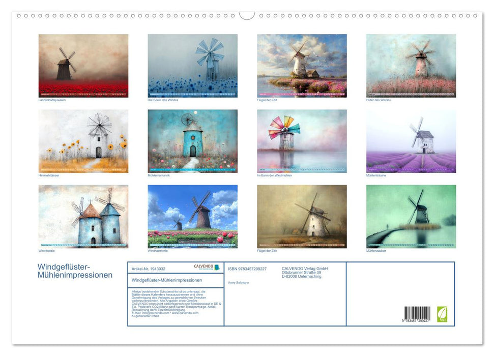 Windgeflüster-Mühlenimpressionen (CALVENDO Wandkalender 2026)