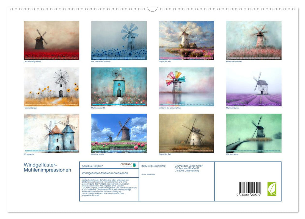 Windgeflüster-Mühlenimpressionen (CALVENDO Premium Wandkalender 2026)