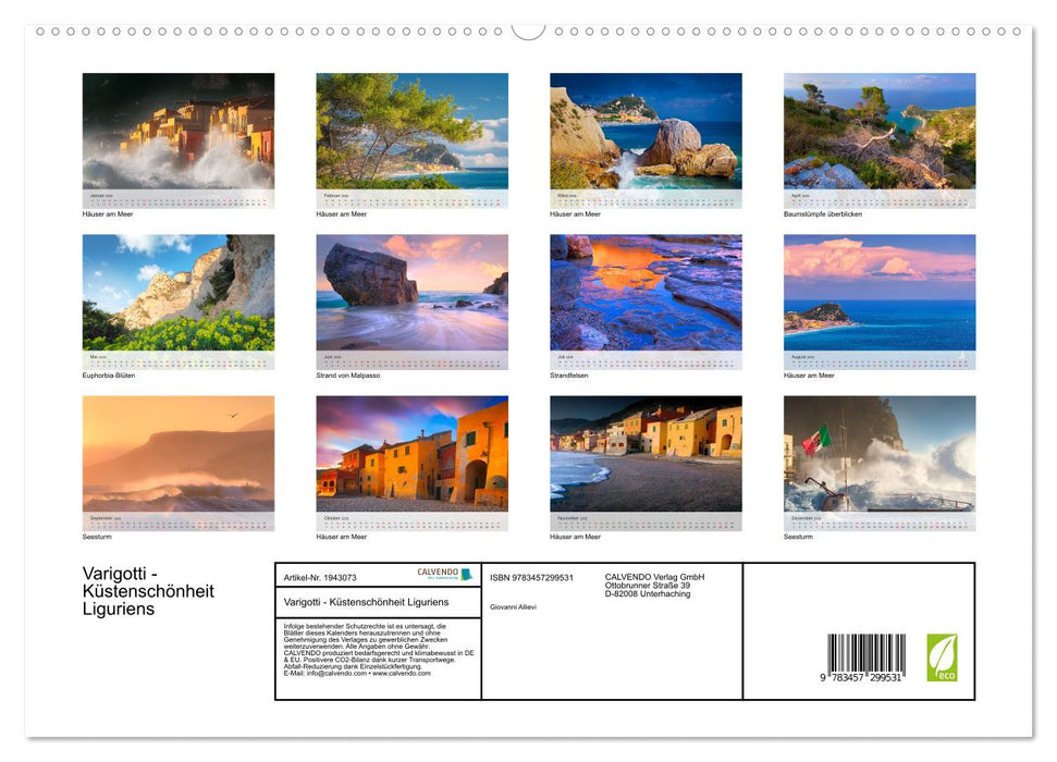 Varigotti - Küstenschönheit Liguriens (CALVENDO Premium Wandkalender 2026)