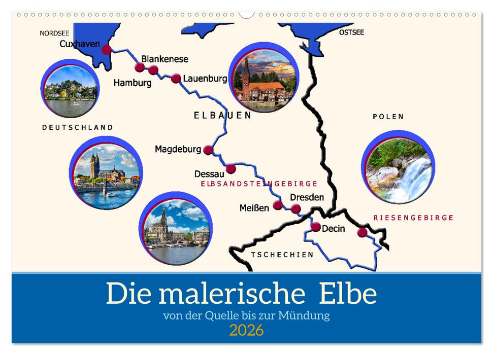 Die malerische Elbe (CALVENDO Wandkalender 2026)