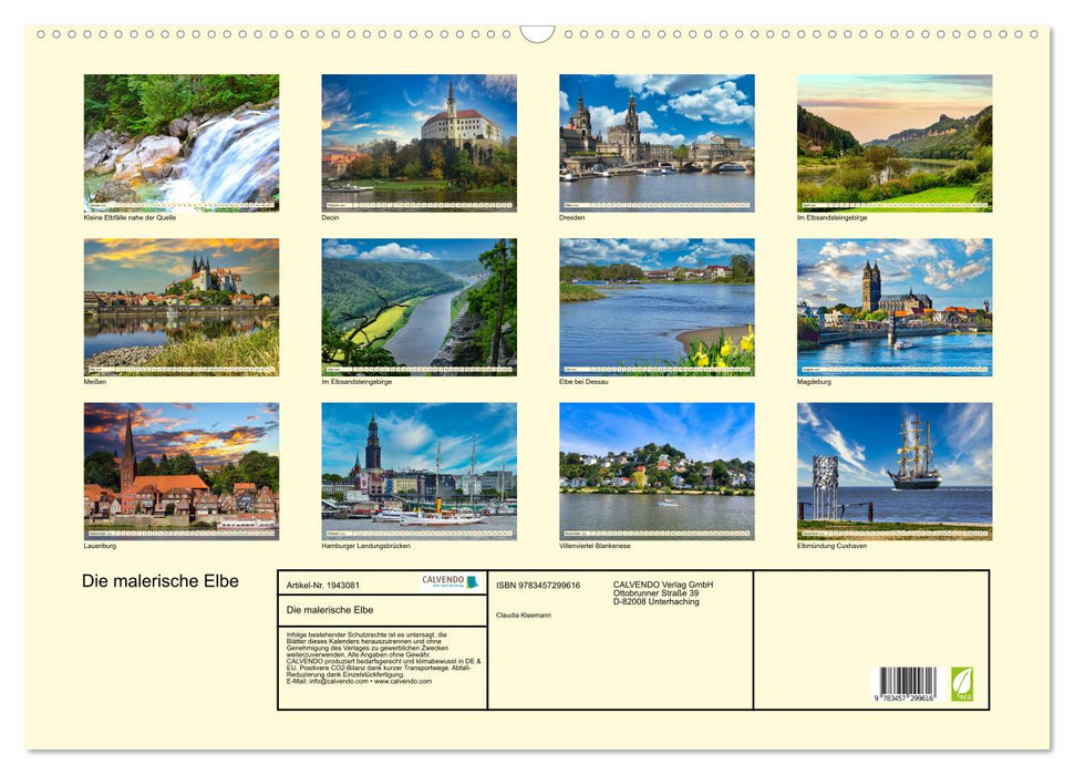 Die malerische Elbe (CALVENDO Wandkalender 2026)