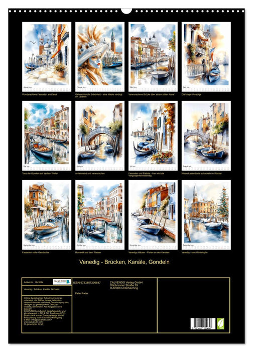 Venedig - Brücken, Kanäle, Gondeln (CALVENDO Wandkalender 2026)