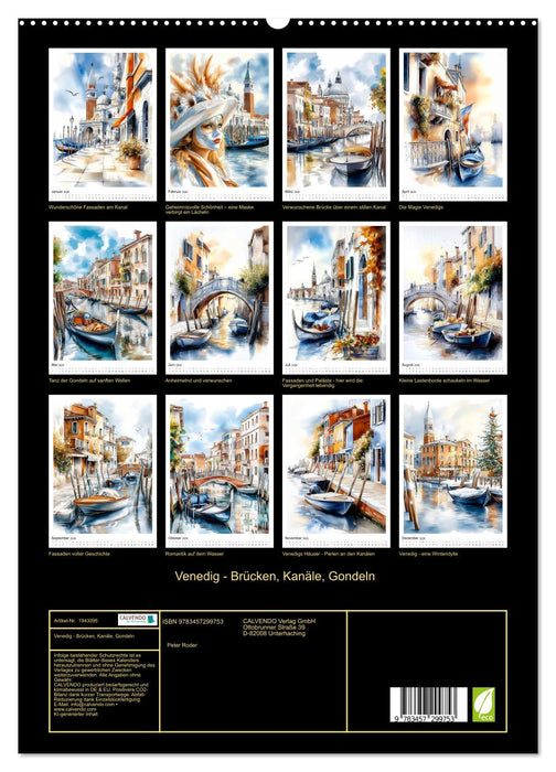 Venedig - Brücken, Kanäle, Gondeln (CALVENDO Premium Wandkalender 2026)