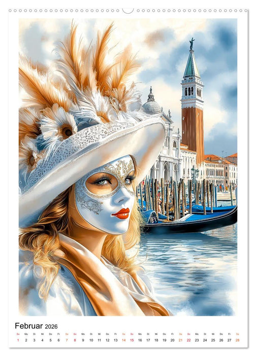 Venedig - Brücken, Kanäle, Gondeln (CALVENDO Premium Wandkalender 2026)