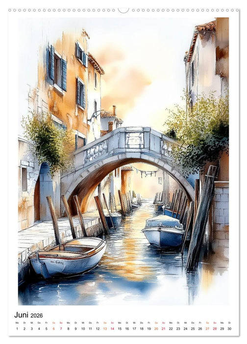 Venedig - Brücken, Kanäle, Gondeln (CALVENDO Premium Wandkalender 2026)