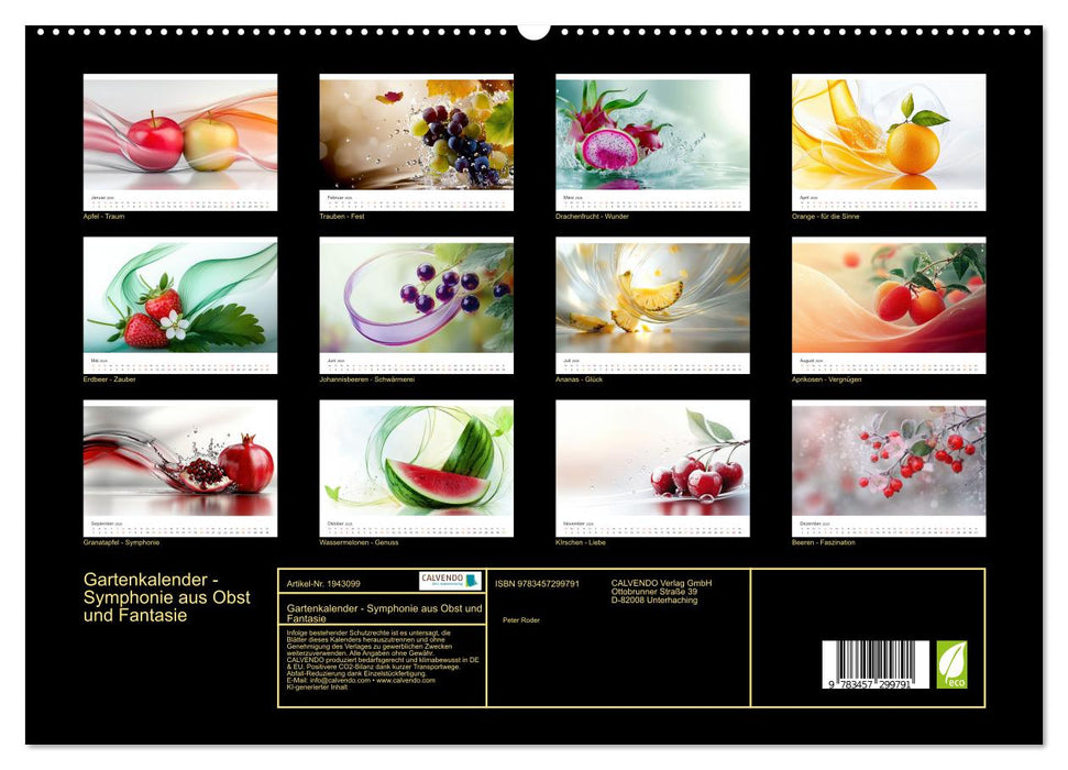 Gartenkalender - Symphonie aus Obst und Fantasie (CALVENDO Premium Wandkalender 2026)