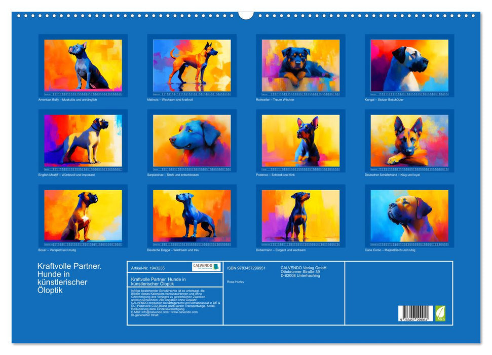 Kraftvolle Partner. Hunde in künstlerischer Öloptik (CALVENDO Wandkalender 2026)