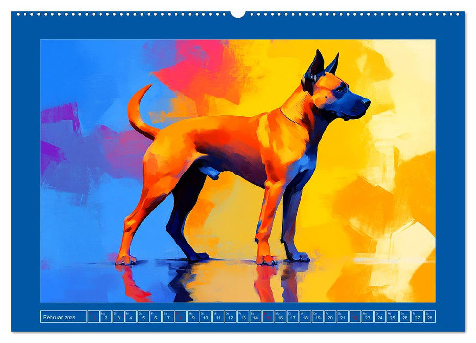 Kraftvolle Partner. Hunde in künstlerischer Öloptik (CALVENDO Wandkalender 2026)