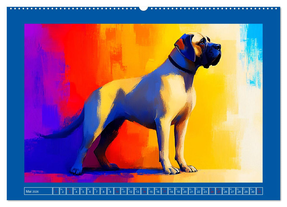 Kraftvolle Partner. Hunde in künstlerischer Öloptik (CALVENDO Wandkalender 2026)
