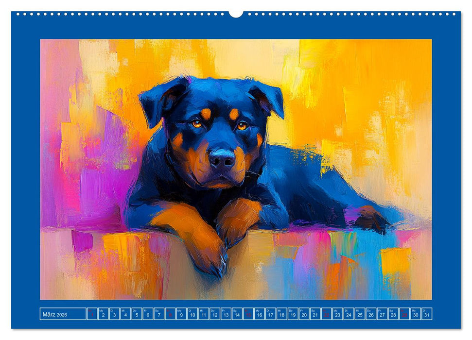 Kraftvolle Partner. Hunde in künstlerischer Öloptik (CALVENDO Premium Wandkalender 2026)