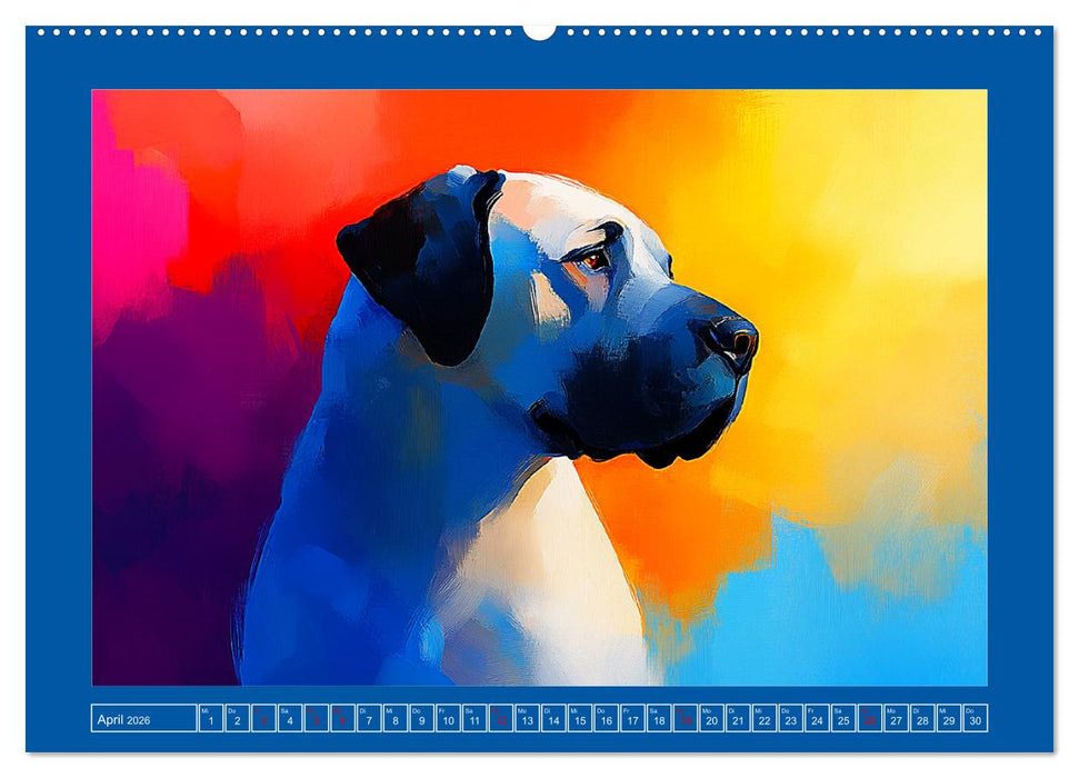 Kraftvolle Partner. Hunde in künstlerischer Öloptik (CALVENDO Premium Wandkalender 2026)