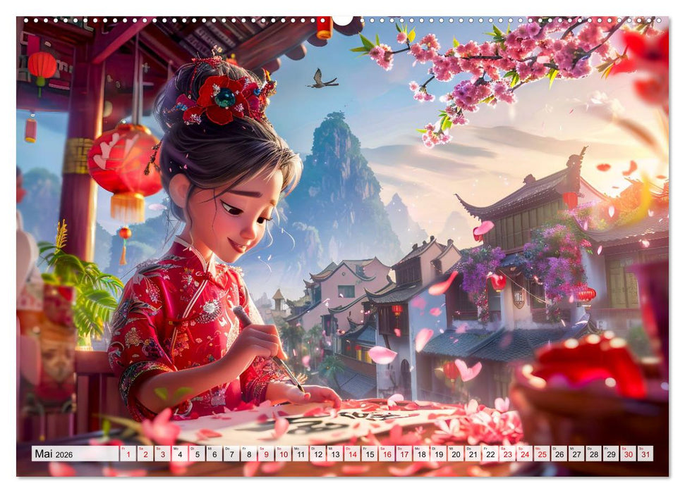Chinesische Fantasy - Szenen inspiriert von Anime und Tradition (CALVENDO Premium Wandkalender 2026)