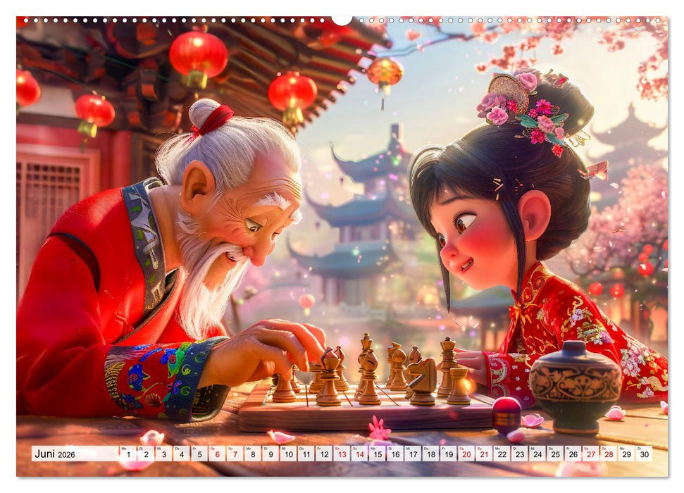 Chinesische Fantasy - Szenen inspiriert von Anime und Tradition (CALVENDO Premium Wandkalender 2026)