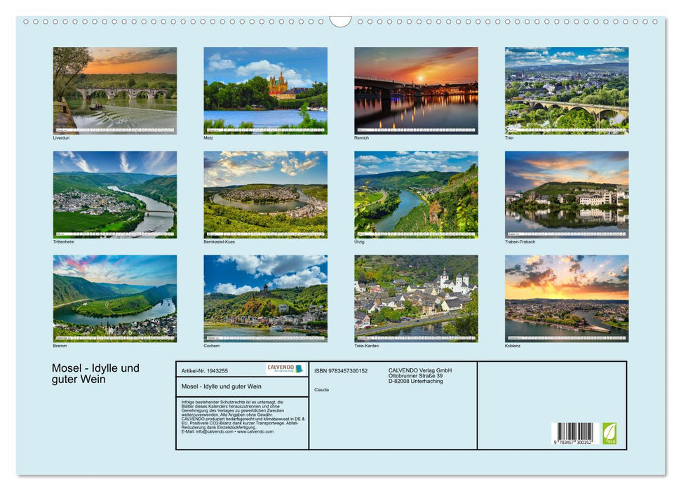 Mosel - Idylle und guter Wein (CALVENDO Wandkalender 2026)