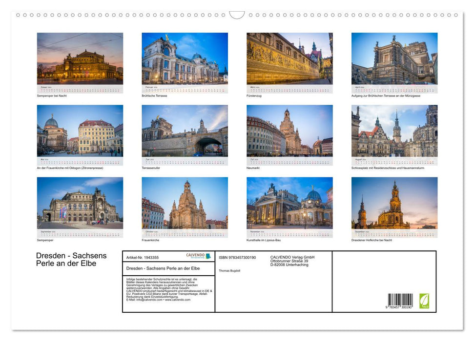 Dresden - Sachsens Perle an der Elbe (CALVENDO Wandkalender 2026)