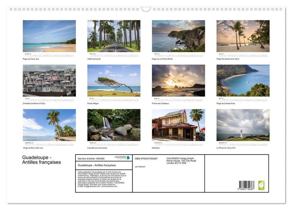 Guadeloupe - Antilles françaises (CALVENDO Calendrier mensuel 2026)