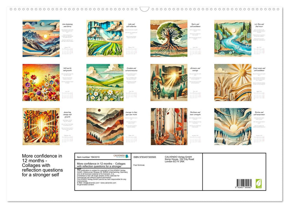 More confidence in 12 months - Collages with reflection questions for a stronger self (CALVENDO Monthly Calendar 2026)