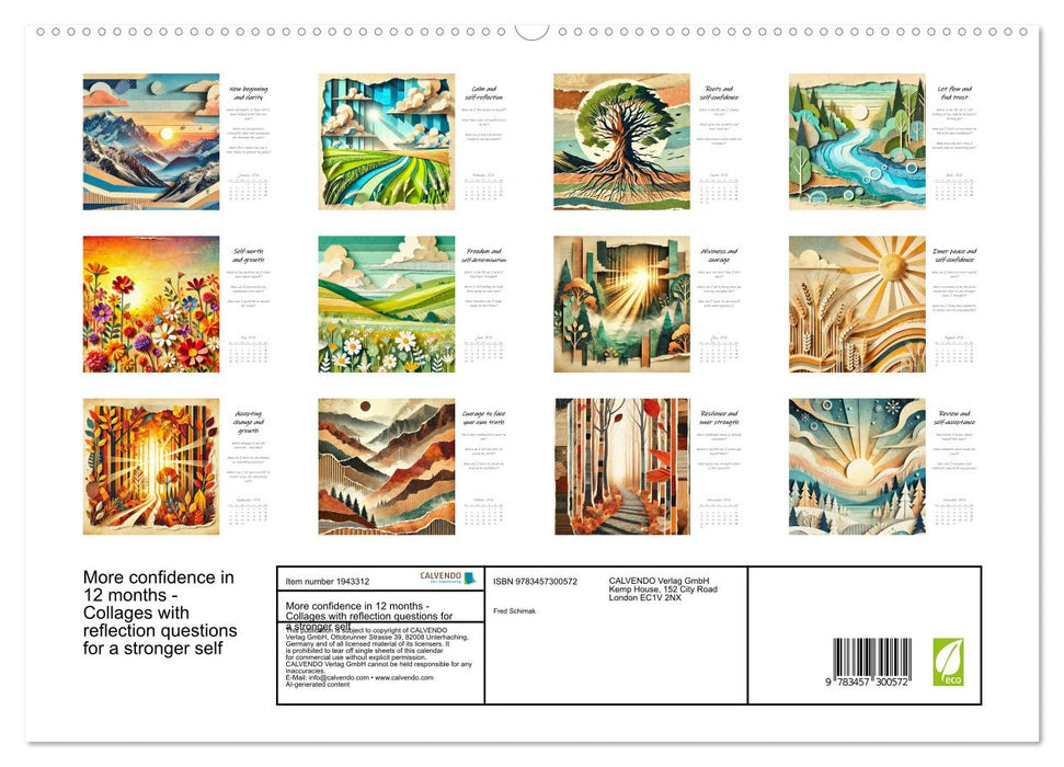 More confidence in 12 months - Collages with reflection questions for a stronger self (CALVENDO Premium-Calendar 2026)