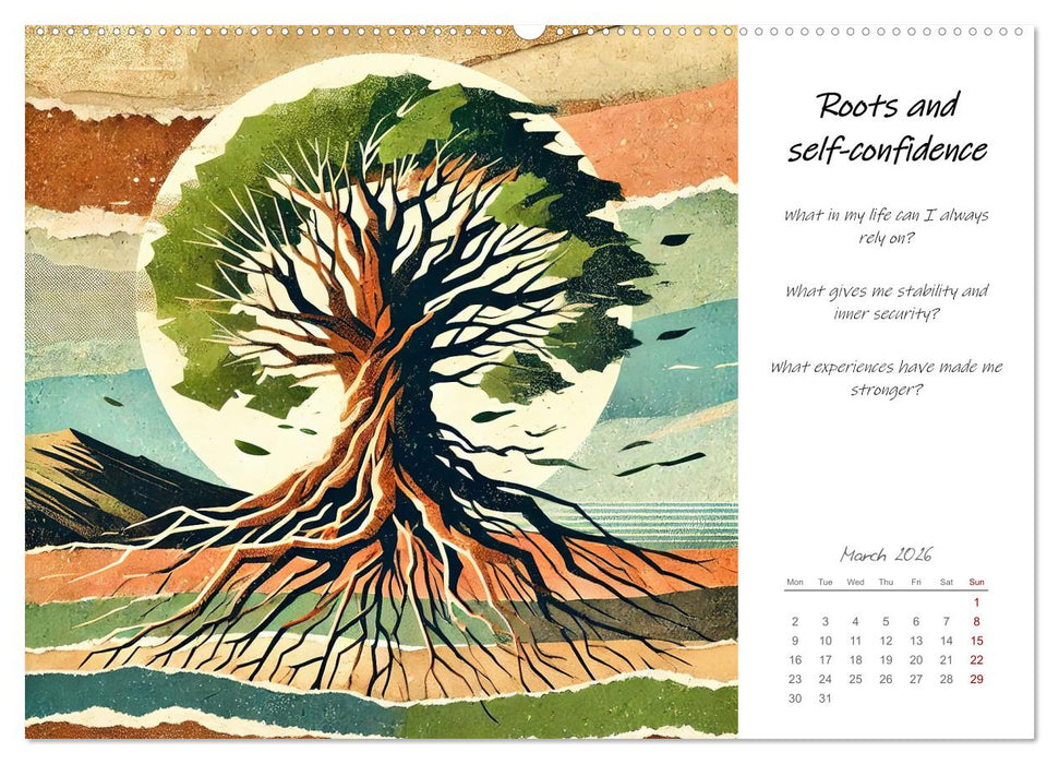 More confidence in 12 months - Collages with reflection questions for a stronger self (CALVENDO Premium-Calendar 2026)