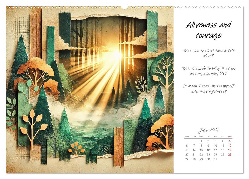 More confidence in 12 months - Collages with reflection questions for a stronger self (CALVENDO Premium-Calendar 2026)