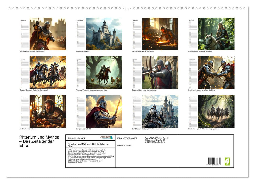 Rittertum und Mythos – Das Zeitalter der Ehre (CALVENDO Wandkalender 2026)