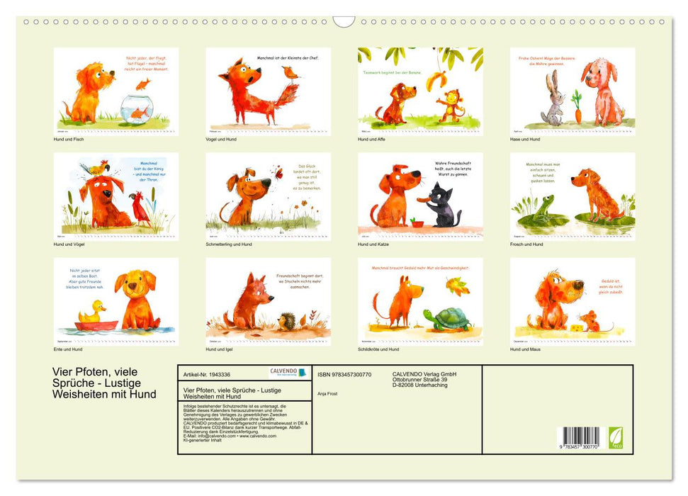 Vier Pfoten, viele Sprüche - Lustige Weisheiten mit Hund (CALVENDO Wandkalender 2026)