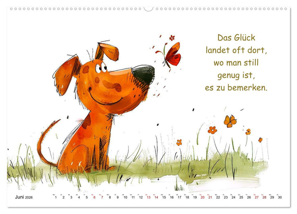 Vier Pfoten, viele Sprüche - Lustige Weisheiten mit Hund (CALVENDO Wandkalender 2026)