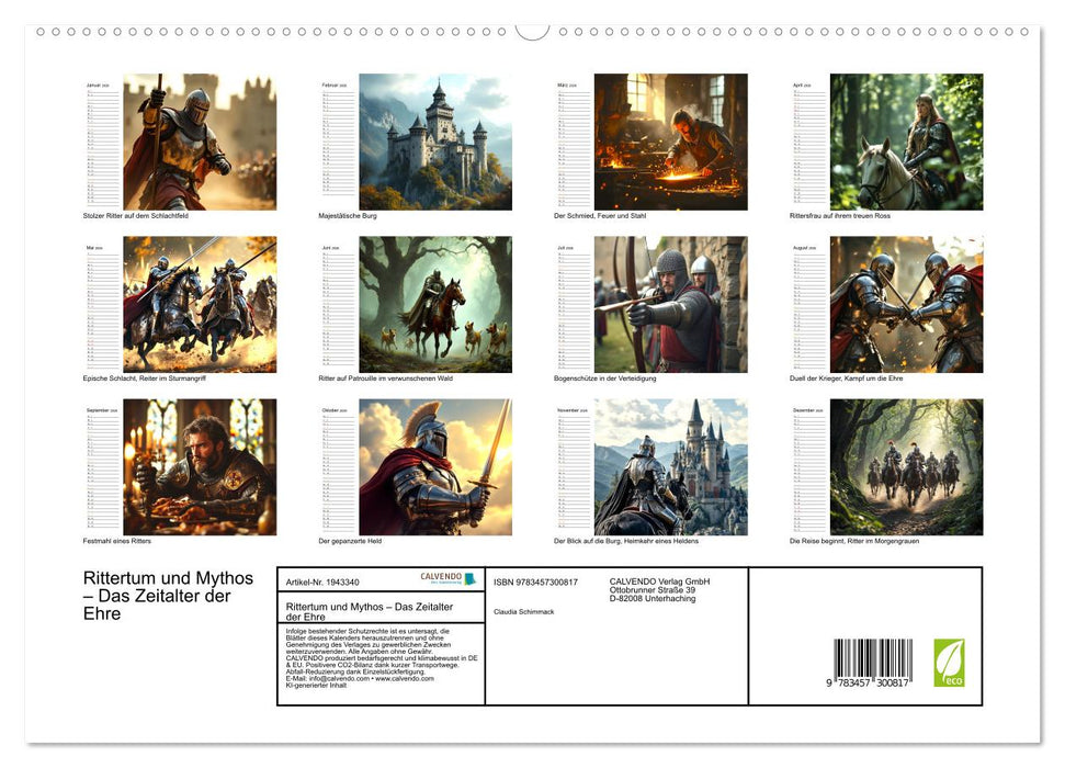 Rittertum und Mythos – Das Zeitalter der Ehre (CALVENDO Premium Wandkalender 2026)
