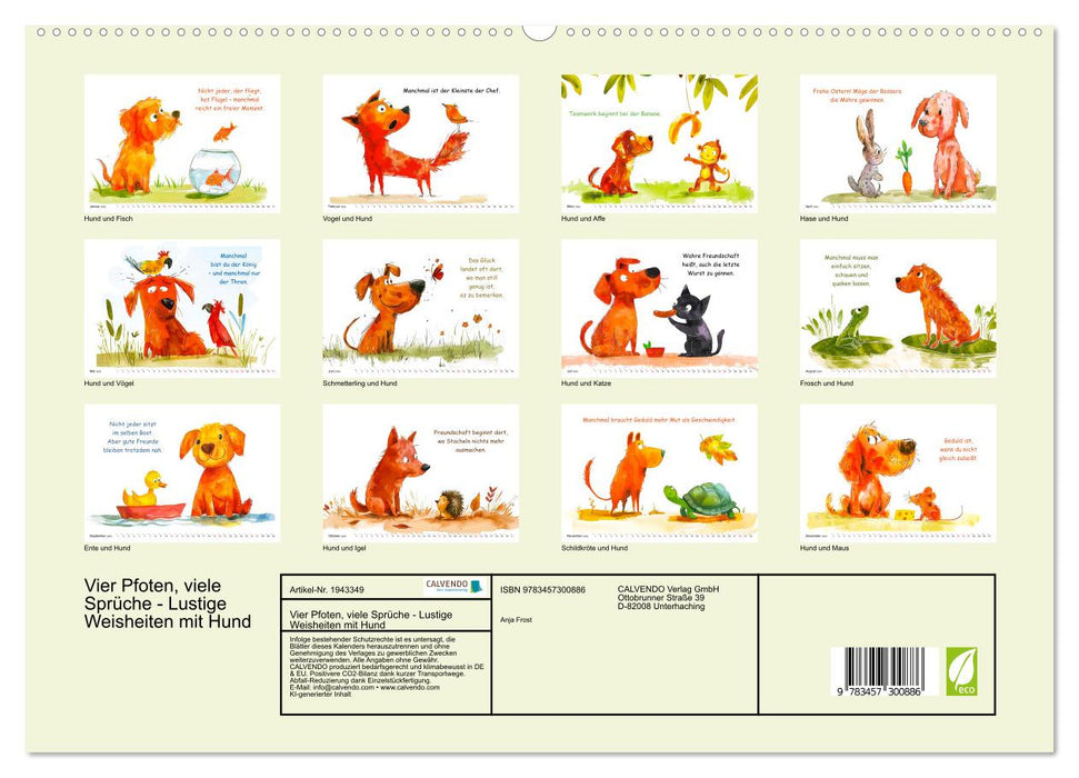 Vier Pfoten, viele Sprüche - Lustige Weisheiten mit Hund (CALVENDO Premium Wandkalender 2026)