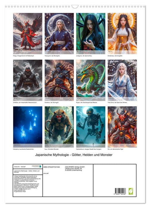 Japanische Mythologie - Götter, Helden und Monster (CALVENDO Wandkalender 2026)