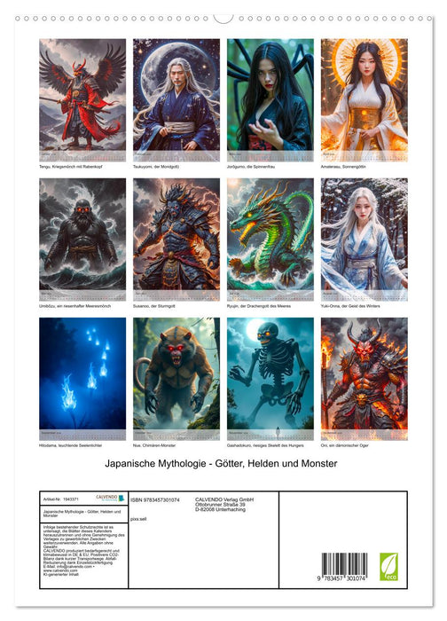 Japanische Mythologie - Götter, Helden und Monster (CALVENDO Premium Wandkalender 2026)