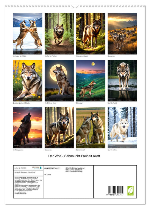 Der Wolf - Sehnsucht Freiheit Kraft (CALVENDO Premium Wandkalender 2026)