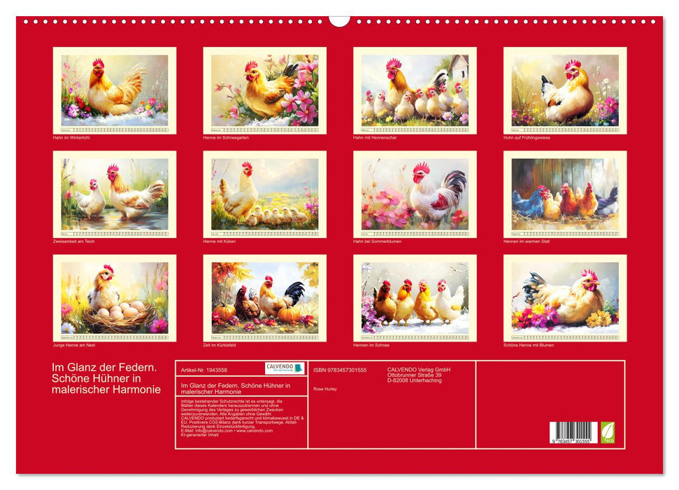 Im Glanz der Federn. Schöne Hühner in malerischer Harmonie (CALVENDO Wandkalender 2026)
