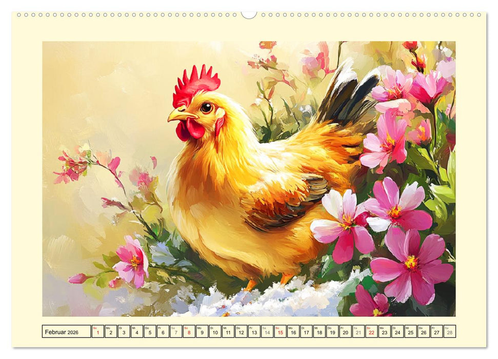 Im Glanz der Federn. Schöne Hühner in malerischer Harmonie (CALVENDO Wandkalender 2026)