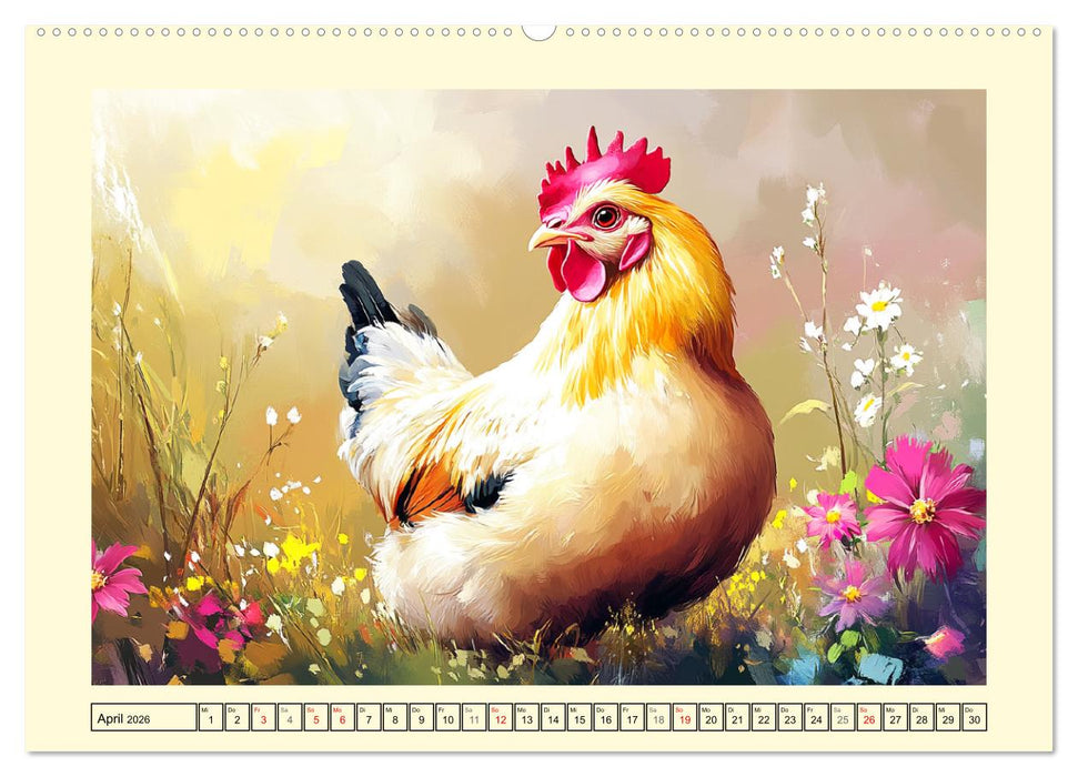 Im Glanz der Federn. Schöne Hühner in malerischer Harmonie (CALVENDO Wandkalender 2026)